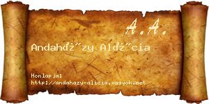 Andaházy Alícia névjegykártya